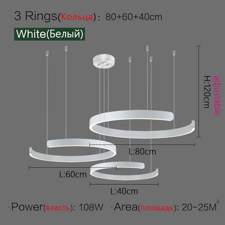 Ceiling chandelier Pendant light Chandeliers for dining room LED Bedroom living room nordic home decor Modern Round ring lamps