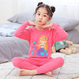 Autumn Cotton Sleepwear Sets for Children Baby Girls Lovely Heart Pajamas 2Pcs Long Sleeve Shirts+Pants Loungewear Kids Clothing