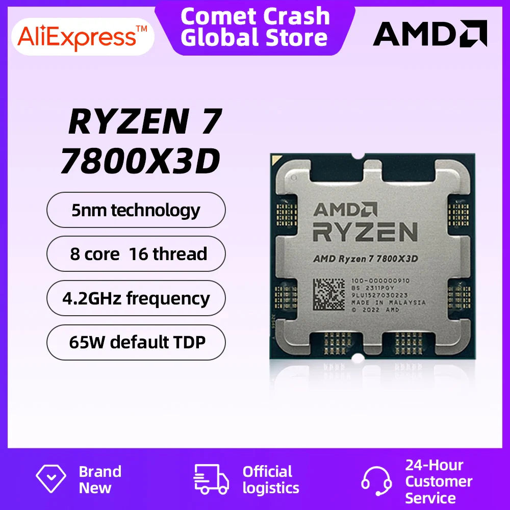 AMD RYZEN™ 7 7800X3D Brand New CPU Gaming Processor 8-Core 16-Thread 5NM 96M Socket AM5 Without Fan New Arrival Game Cache Hot