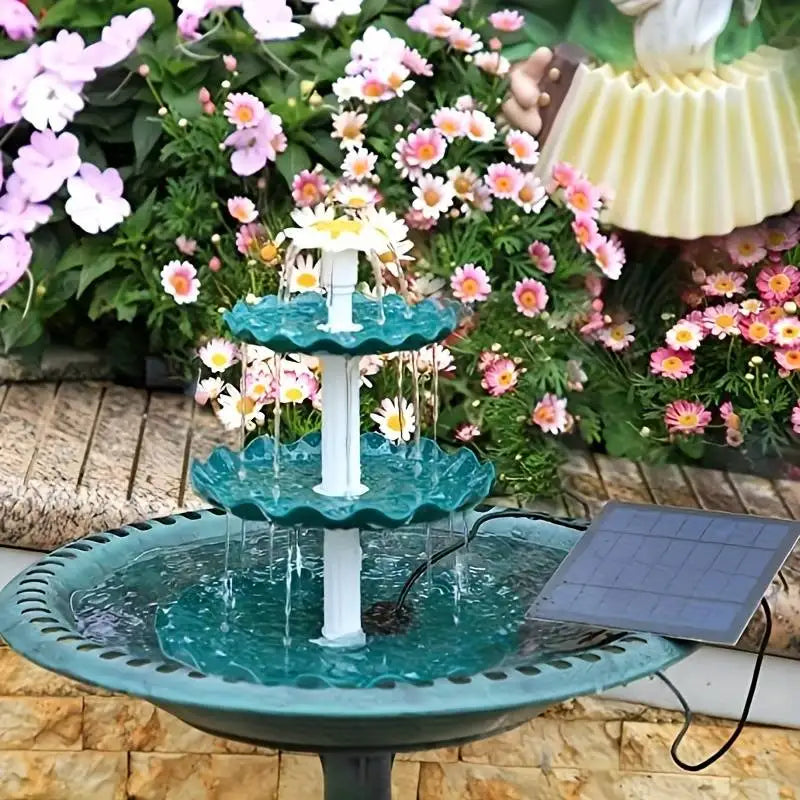 Solar Bird Bath Water Fountain Detachable DIY Water Landscaping Fountain For Bird Bathing Garden Decoration, Outdoor Bird Feeder