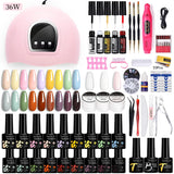 LILYCUTE Manicure Set For Quick Nail Extensions Gel Nail Polish With UV LED Nail Lamp Electric Nail Drill All For Nail Gel Tools