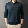 New Fashion Men's Striped Polo Shirts Male Button Collar T Shirt Casual Long Sleeve Tops