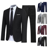 1 Set Trendy Men Blazer Pants British Style Men Suit Set Turndown Collar One Button Lapel Suit Set  Streetwear