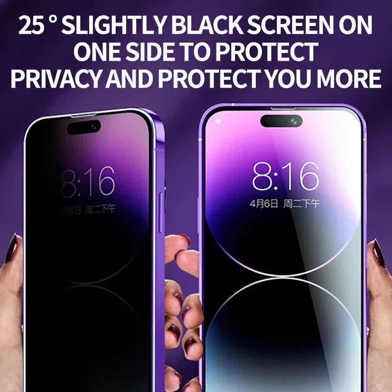 Privacy Anti Spy Full Cover Screen Protector For iPhone 15 14 13 12 11 Pro Max XR XS MAX 14 15 Plus Tempered Glass Deliver Mount