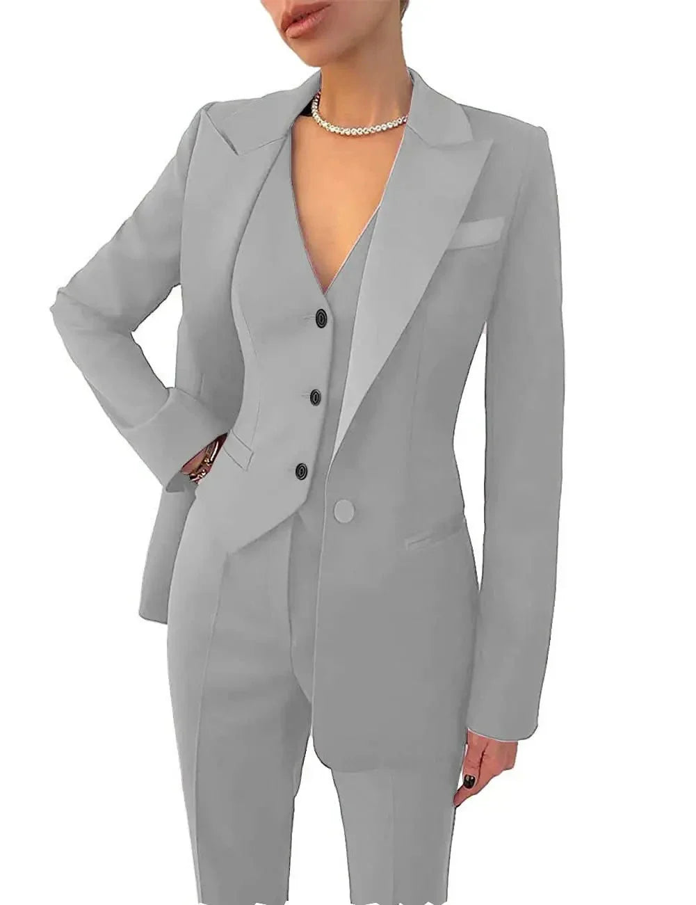 3 Pieces Women Suit Set Lapel Blazer Business Jacket+Vest+Pants Office Lady Pantsuits Formal Single Breasted Party Prom Dress