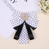 Korean Bow Tie Brooch Women's College Style Bank Suits Shirt Accessories Gifts Fabric Ribbon Crystal Pearl Collar Flowers Pins