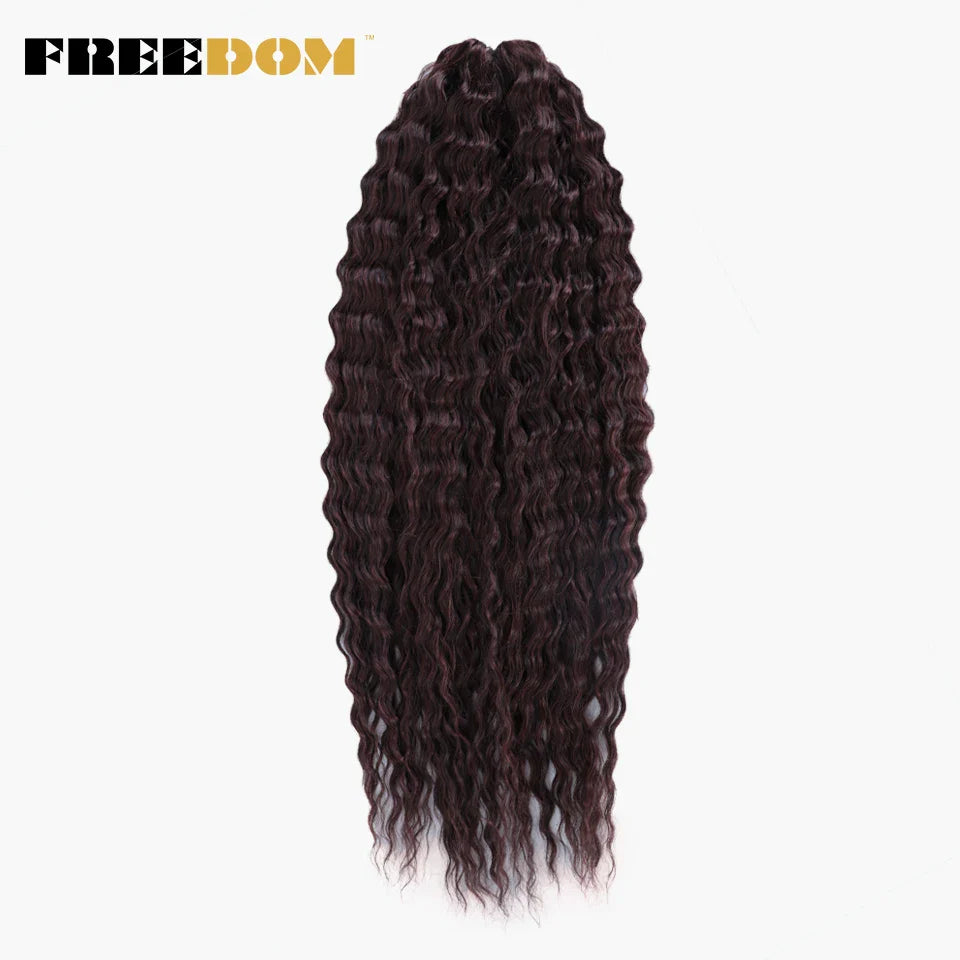 FREEDOM Synthetic Curly Hair 24 Inch Water Wave Twist Crochet Braid Hair Ombre Pink Ginger Deep Wave Braiding Hair Extension