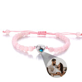 Custom Natural Stone Bracelet Personalized Photo Projection Bracelet Custom Stainless Steel Projection Bracelets Memory Jewelry