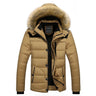 Winter New Men Warm Cotton Jacket Coats Fur Collar Hooded Parka Down Jackets Outerwear Thick Male Warm Overcoat Wool Liner Coat