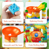 Mini Marble Run Building Blocks Kids Toy Plastic Classic Blocks STEM Toy Bricks Set Marble Track DIY Assembly Toy Toddler Gift