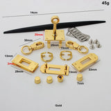 New Rectangle Eyelets Hanger Metal Lock for Bag Hardware Wholesale Fashion a Set of Locks Fitting Woman Handbag Bag Accessories