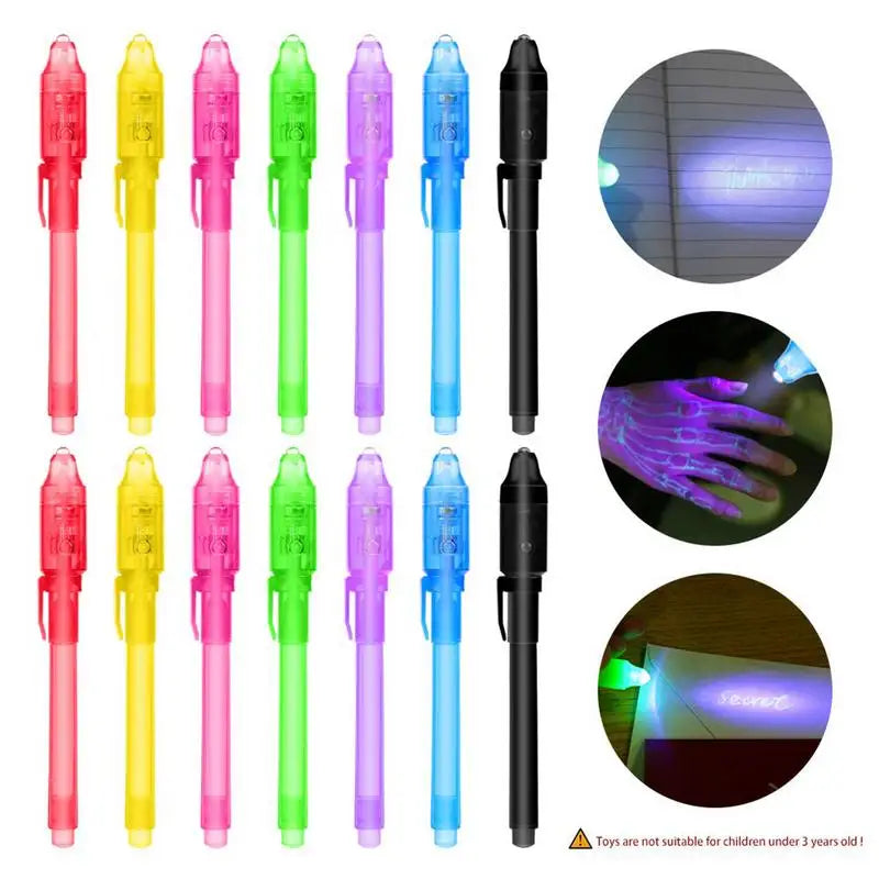 Secret Pen Invisible Spy Disappearing Ink Pen with UV Light Magic Marker for Secret Message Kids Party Favors Toys Gifts