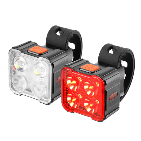 2Pcs Bicycle Front Rear Lights Waterproof Bike Headlight Taillight Type-C USB Rechargeable High Brightness Cycling Accessories