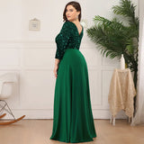 Plus Size Dresses for Women 2023 Elegant Sequin Chiffon Evening Party Dress Fashion Maxi Formal Wedding Luxury Cocktail Vestidos