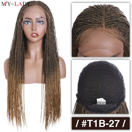 My-Lady 28inch Synthetic Braided Wigs Senegalese Twist Lace Front Wig Knotless Frontal Lace Wigs Braids Hair For African Women