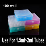 100 Holes Laboratory Plastic Tube Box Rack Use for 2ml 1.5ml 1.8ml Cryopreservation Tube With Connection Cover , 1piece