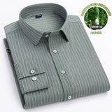 Spring and autumn new men's bamboo fiber non-ironing long sleeve shirt anti-wrinkle business daily casual fashion stripes