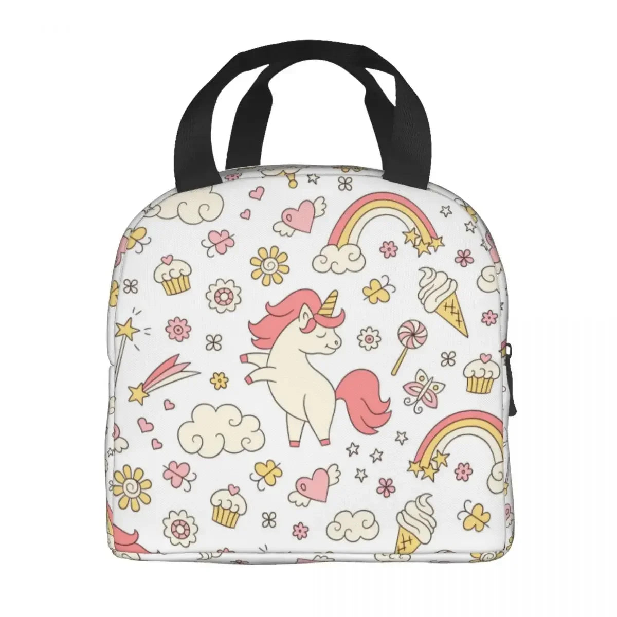 Unicorn Rainbow Insulated Lunch Tote Bag For Shooting Star And Magic Wand Thermal Cooler Food Lunch Box Work School Travel