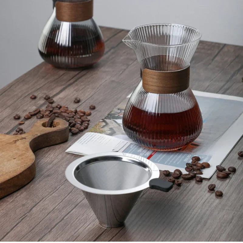 Striped Coffee Pot Hand Brewed Glass Coffee Sharing Pot Barista Tools Coffeeware Teaware Coffe Accessories Kettle Jug Pots Bar