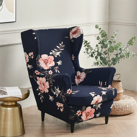 Christmas Theme Wing Chair Cover Stretch Spandex Armchair Covers Nordic Removable Relax Sofa Slipcovers With Seat Cushion Covers