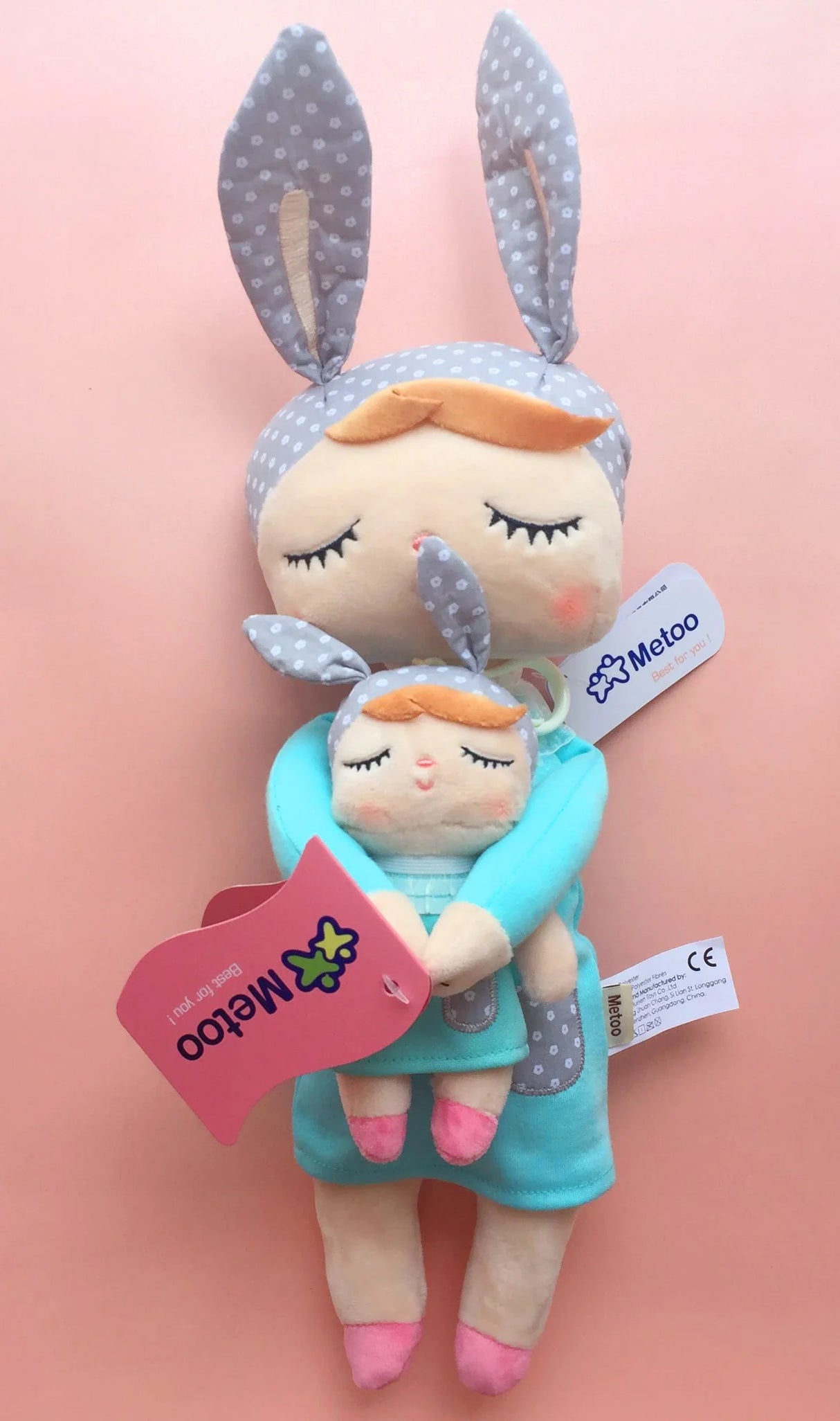 Metoo Doll Stuffed Toys Kawaii Mother and Kid 2 Piece Angela Plush Sleeping Toys For Girls Newborn Baby Christmas Birthday Gift