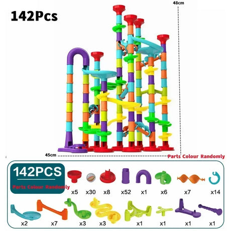 50/197Pcs Children Diy Game Marble Run Race Track Building Blocks Toys 3D Maze Ball Rolling Marbles Running Track Coaster Gift