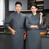 Men chef jacket with apron Long Sleeve Chef uniform Restaurant Cook Coat Chef T-shirt Work Uniform Hotel Clothes Logo women