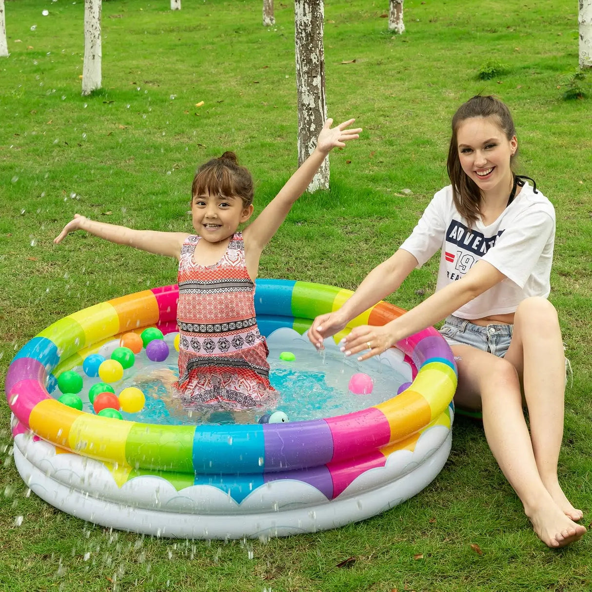 Rainbow Unicorn Baby Removable Swimming Pool Inflatable Pool forChildren Ring Swim Pool Game Water Pool for Summer Fun Ages 3+