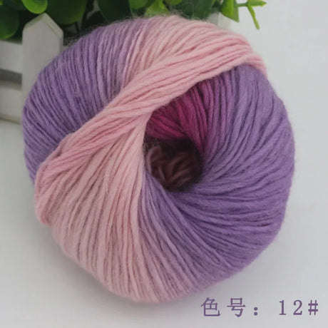 QJH 4Skeins Rainbow Soft Yarn 100% Wool Gradient Multi Color Yarn for Crocheting Knit DIY Hand Knitting Yarn 180m×4(196y×4,50g×4