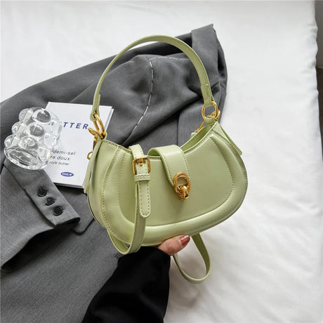 Toptrends Saddle Small Underarm Shoulder Cossbody Bags For Women 2023 Trend Designer Short Handle Half Moon PU Leather Handbags