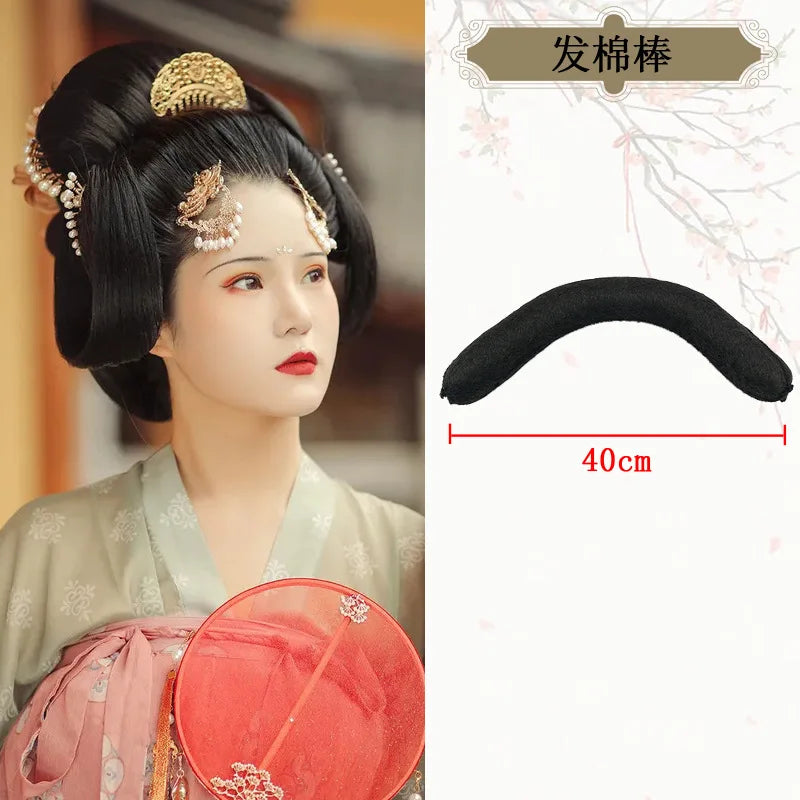 Hanfu Wig Headband Universal Cotton Rod Women Hair bun Lazy Hair Package Hair Pad Hanfu Chinese Style Traditional Headdress