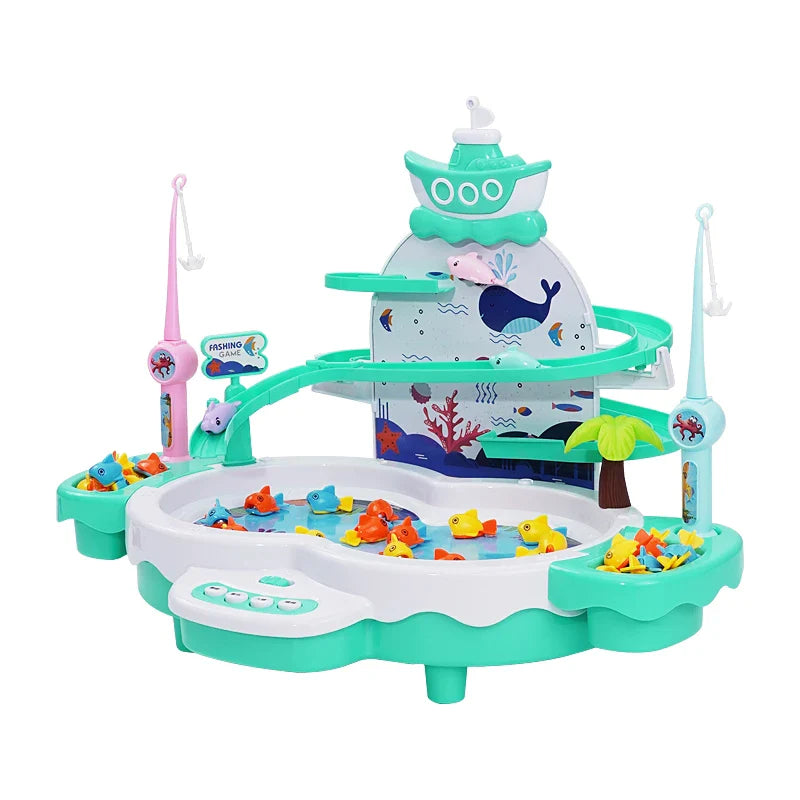 Infant Shining Kids Electric Fishing Toy Pool Baby 2-3 Years Old Boys and Girls Magnetism Fishing Suit Fishing Game for Baby