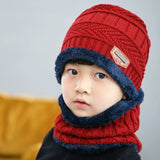 2023 New Winter Hat Scarf and Gloves Set Plush Warmer Children Knitted Hat Baby Boys Beanies Cap Neck Scarf Glove Suit For Kids