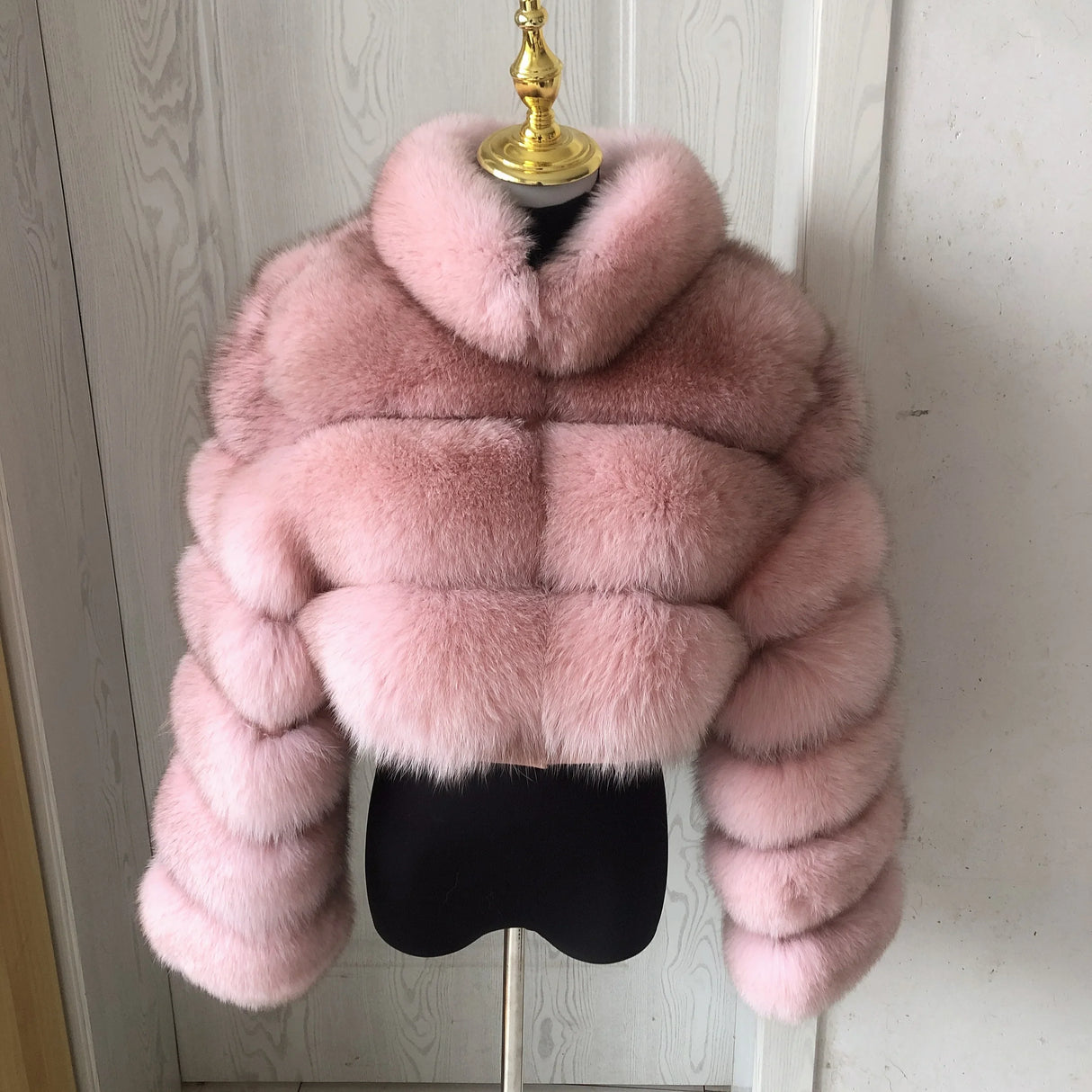 New Ladies Natural Fox Fur Cropped Plus Stand Collar Fur Jacket Women Winter Fashion Warm Fur Jacket 100% Genuine Fox Fur