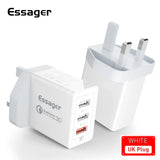 Essager 30W USB Charger Quick Charge 3.0 For iPhone 14 Samsung Xiaomi 3 Port Multi Plug Wall Mobile Phone Fast Charging