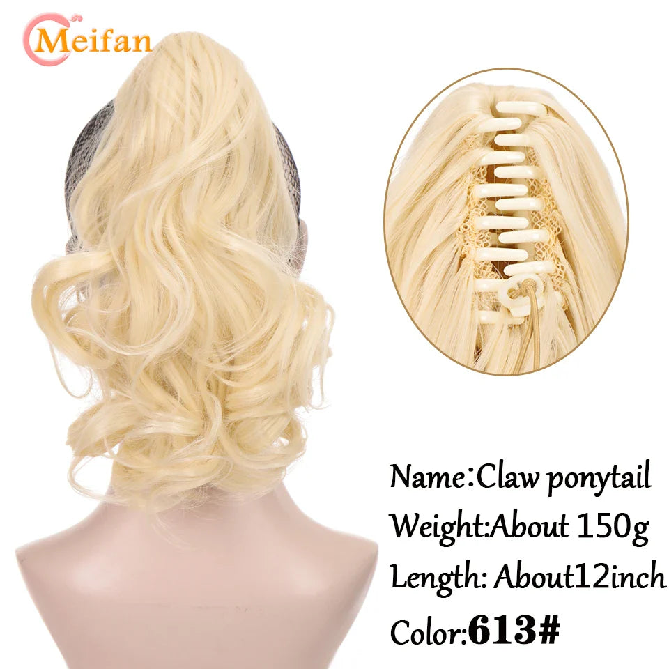 MEIFAN Long Synthetic Wavy Clip in Hair Ponytail Hair Wigs Extensions Style Claw Pony Tail Hairpiece for Women Cosplay Party