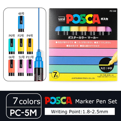 Japan Posca Marker Pen Set Non-Toxic Utilies Escolares Used On Multiple Materials Paper Cloth Glass Canvas Ceramic Plastic Safe