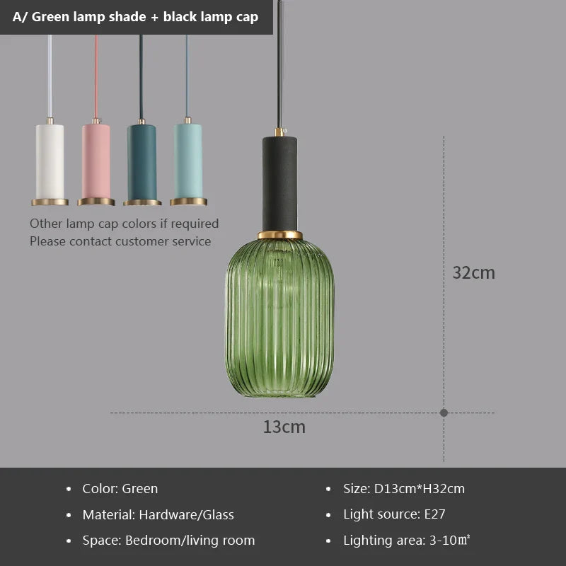 Nordic Retro restaurant colorfull Glass pendant lights Creative living room Lamp Simple bedside lamp LED E27 light