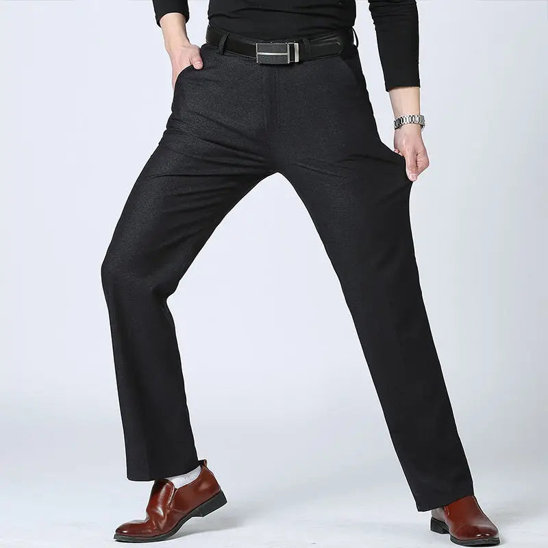 New Style Autumn Winter Men's Slim Casual Pants Fashion Business Stretch Trousers Men Brand Straight Pant Black Navy Plus Size