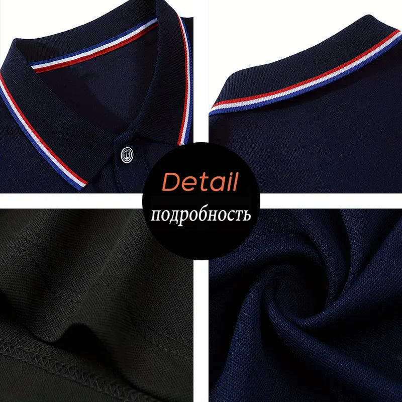 Spring Autumn Men Casual Solid Breathable Pure Cotton Polo Shirt Brand Fashion Male Business High Quality Long Sleeve T-Shirt