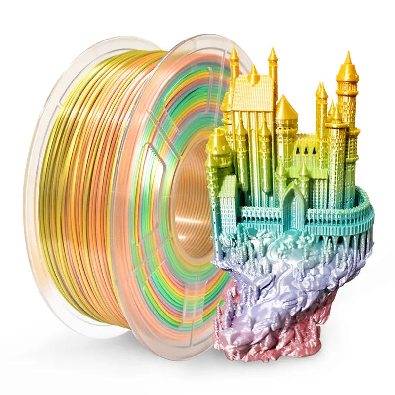 Silk PLA Rainbow Filament 1.75mm 3d Printer Filaments PLA 1kg 500g 250g 3D Pen Printing Plastic Materials Resin Multicolor