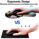 Flowers Ergonomic Mouse Pad With Wrist Support, Cute Mouse Pads Non-Slip Rubber Base For Home Office Working Studying Pc Game