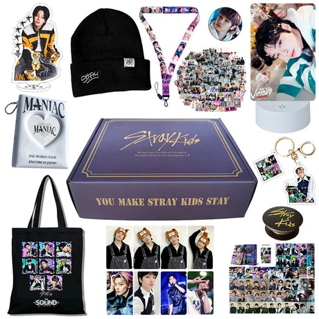 KPOP Stray Kids Album Gift Box Include Keychain Sticker Standee Photocard Tote Bag Lanyard