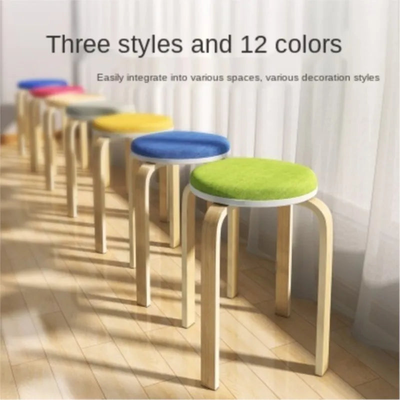 Teak Round Stool Household Bench Stool Solid Wood Dining Table Stool Fashion Simple Stool Adult Chair