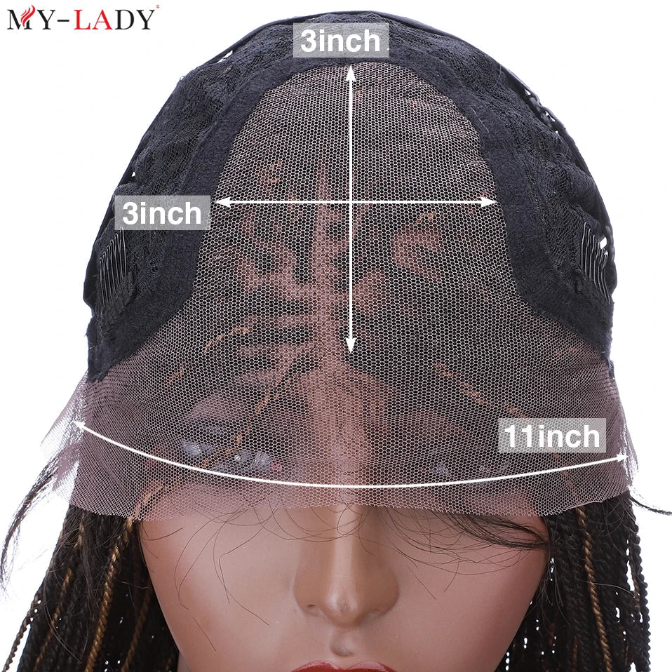 My-Lady 28inch Synthetic Braided Wigs Senegalese Twist Lace Front Wig Knotless Frontal Lace Wigs Braids Hair For African Women