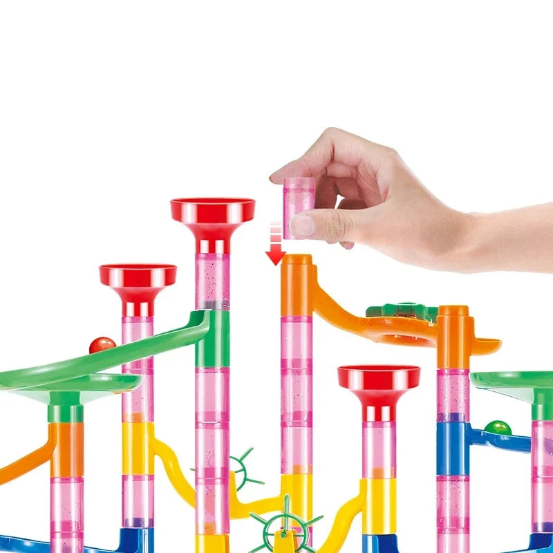 DIY Construction Marble Run Race Track Building Blocks Kids 3D Maze Ball Roll Toys kid Christmas Gift build a circuit