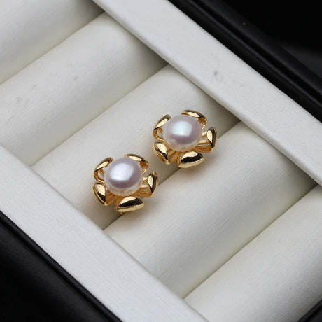 Genuine Cultured Freshwater Pearl Earring 925 Silver,Wedding Cute White Pearl Stud Earrings Girl Birthday