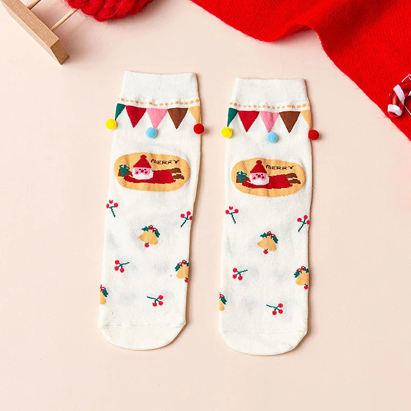 4 Pairs/Lot Children Girls Socks Christmas Socks For Kids Cotton 2-12Years Comfortable Toddler Leg Warmers Boys Long Socks