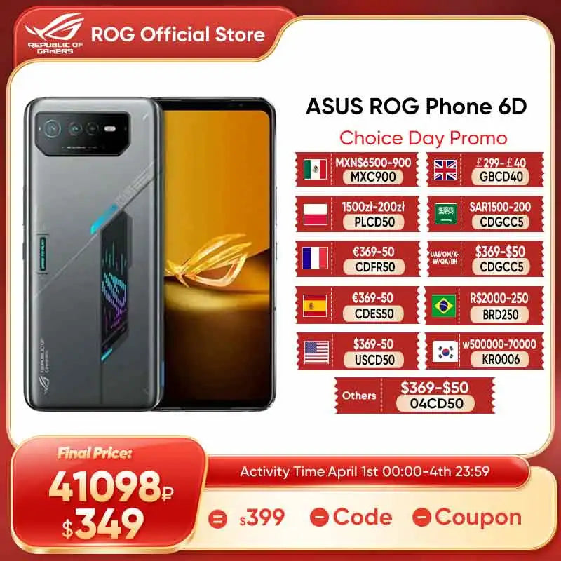 ASUS ROG 6D/6D Ultimate Smartphone MediaTek Dimensity 9000+ 165Hz E-Sports Screen 6000mAh Battery Fast charging ROG Phone