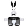 Mens Waiter Tuxedo Uniform Sexy Bunny Girl Lingerie Gay Male Rave Costumes Boxer Briefs Rabbit Ears Headband Bowtie Collar Cuffs